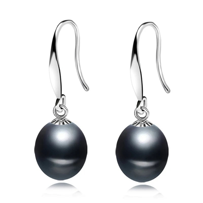 Moonlit Grace — Freshwater Gray Pearl Earrings in 925 Sterling Silver