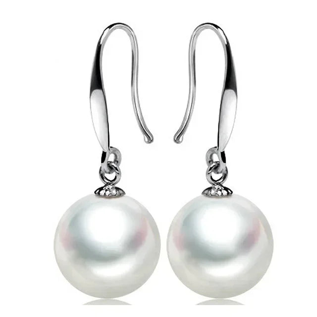 Whispers of Pearl — 10mm Sterling Silver Drop Earrings