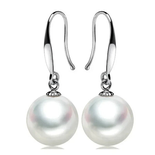 Whispers of Pearl — 10mm Sterling Silver Drop Earrings