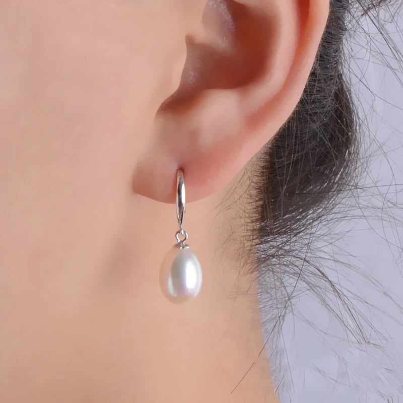 Moonlit Grace — Freshwater Gray Pearl Earrings in 925 Sterling Silver