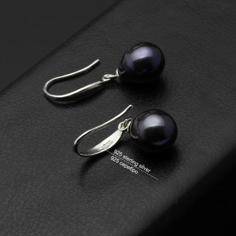 Moonlit Grace — Freshwater Gray Pearl Earrings in 925 Sterling Silver