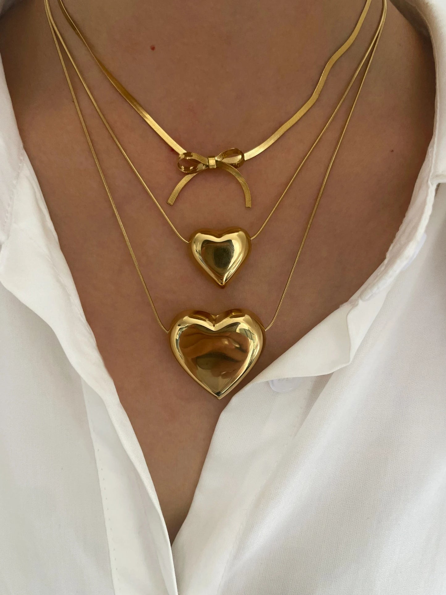 The Golden Bow Heart Necklace