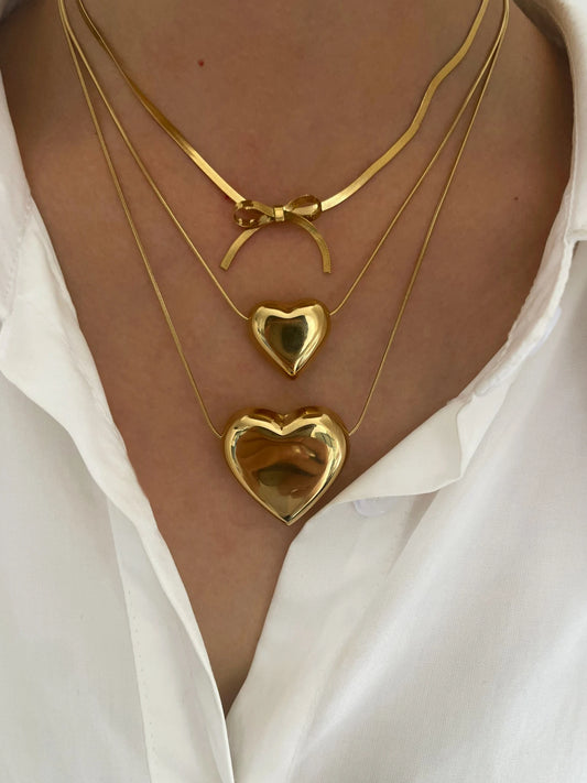 The Golden Bow Heart Necklace