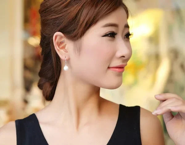 Whispers of Pearl — 10mm Sterling Silver Drop Earrings