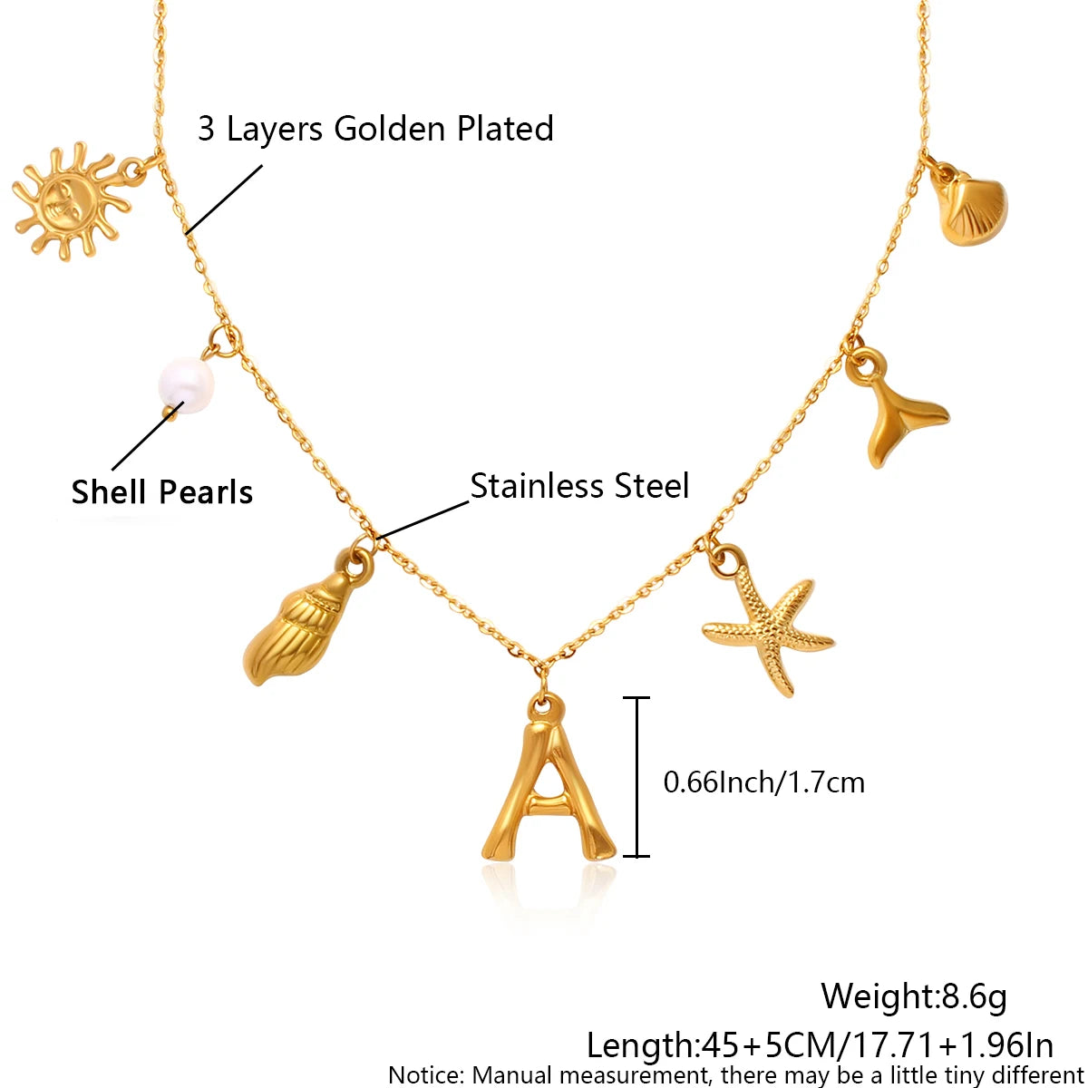 Seaside Whimsy – Initial Charm Necklace