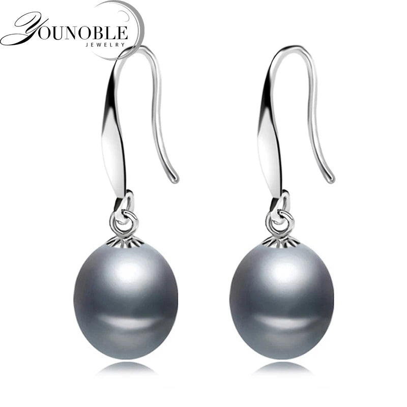 Moonlit Grace — Freshwater Gray Pearl Earrings in 925 Sterling Silver