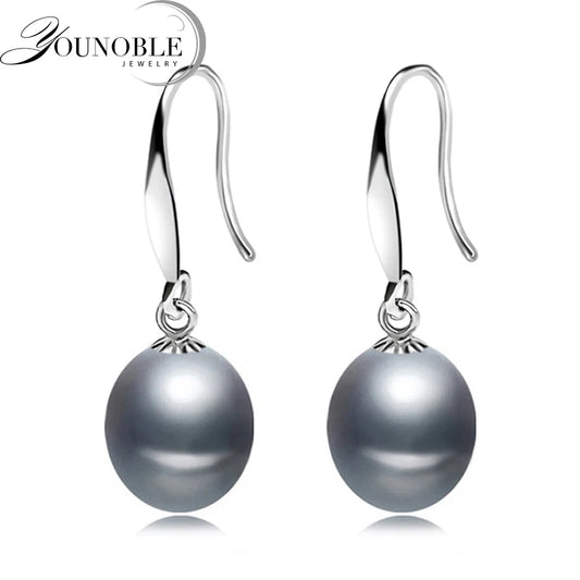 Moonlit Grace — Freshwater Gray Pearl Earrings in 925 Sterling Silver