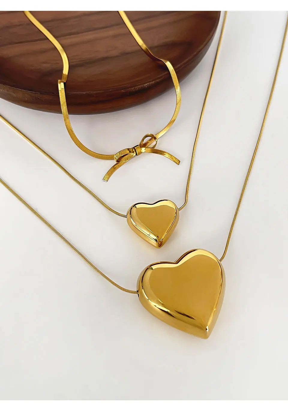 The Golden Bow Heart Necklace