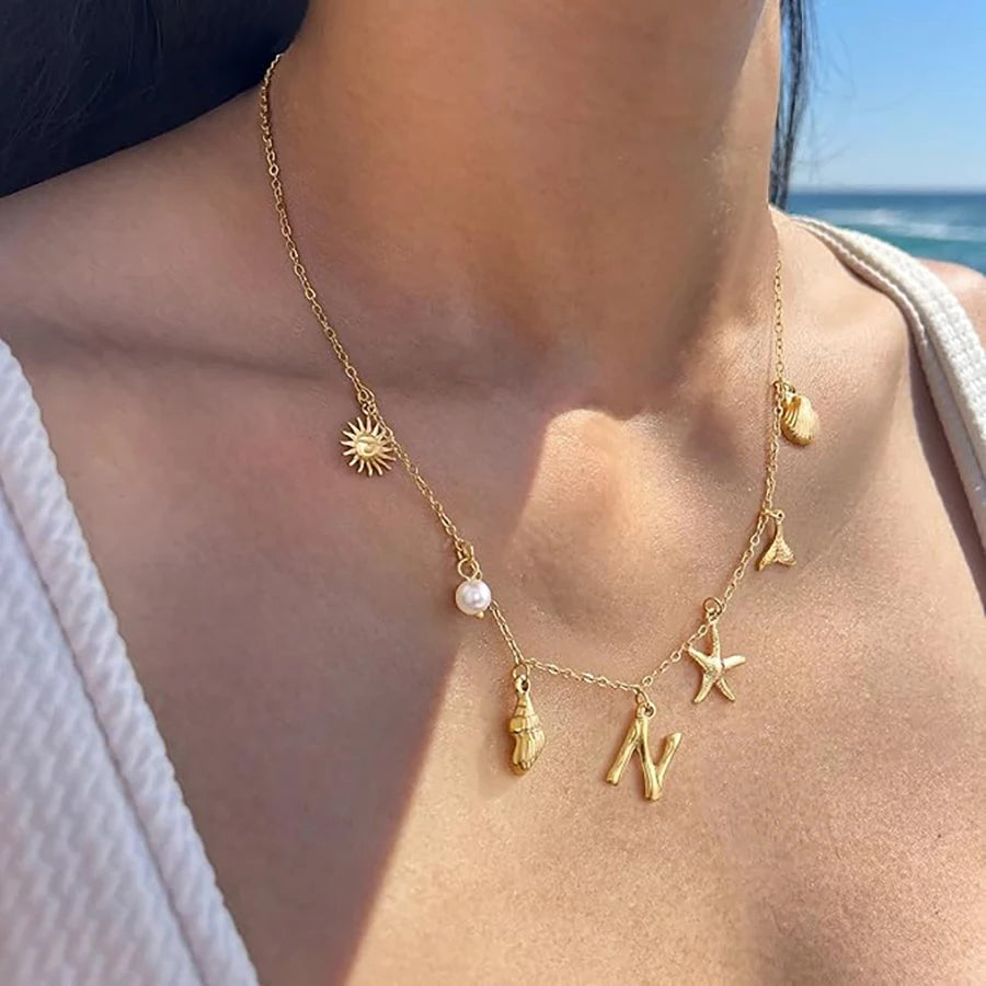 Seaside Whimsy – Initial Charm Necklace