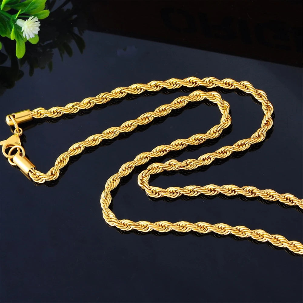 Duo d’Or – 18K Gold-Plated Twisted Chain Jewelry Set