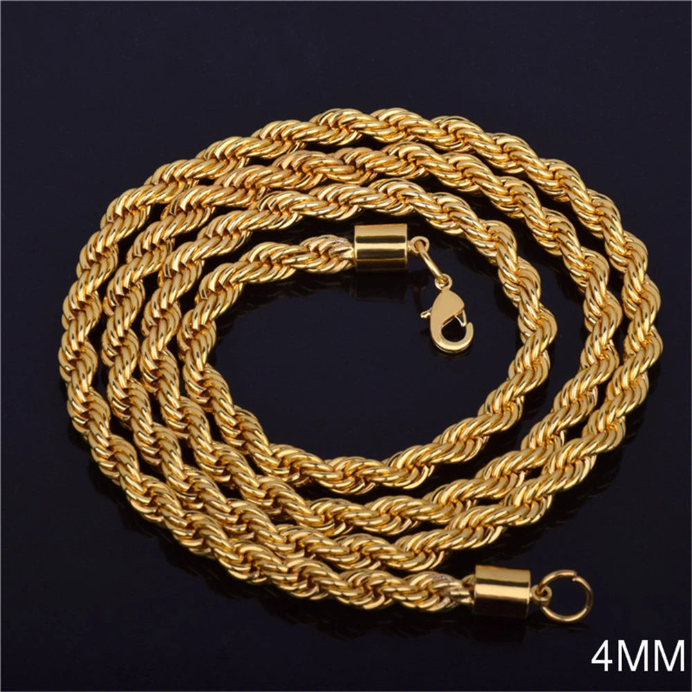 Duo d’Or – 18K Gold-Plated Twisted Chain Jewelry Set
