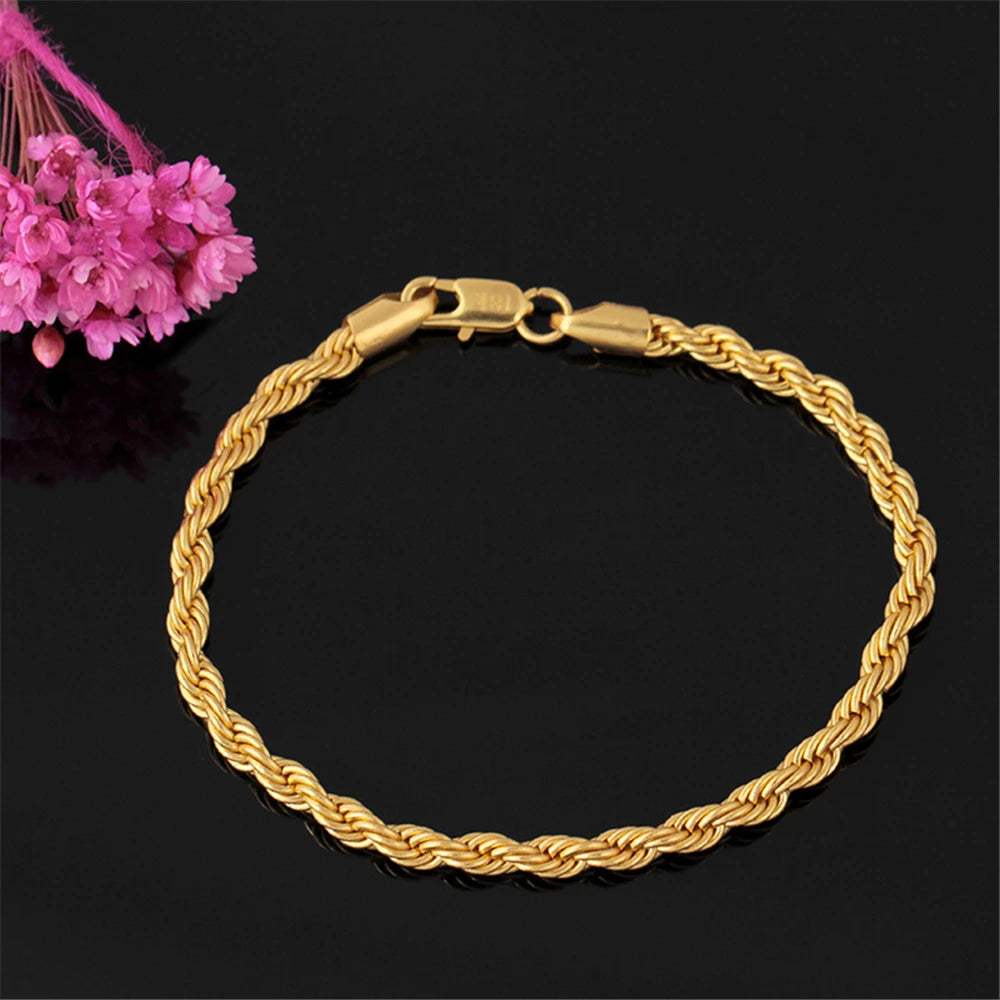 Duo d’Or – 18K Gold-Plated Twisted Chain Jewelry Set