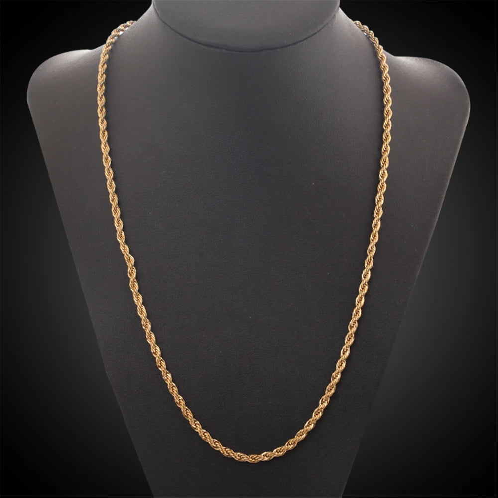 Duo d’Or – 18K Gold-Plated Twisted Chain Jewelry Set
