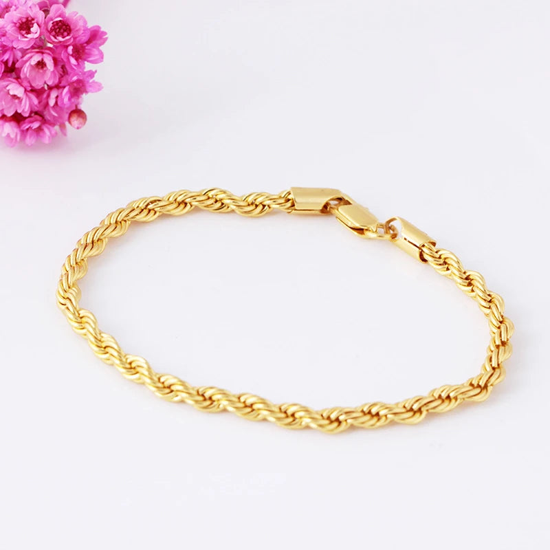 Duo d’Or – 18K Gold-Plated Twisted Chain Jewelry Set