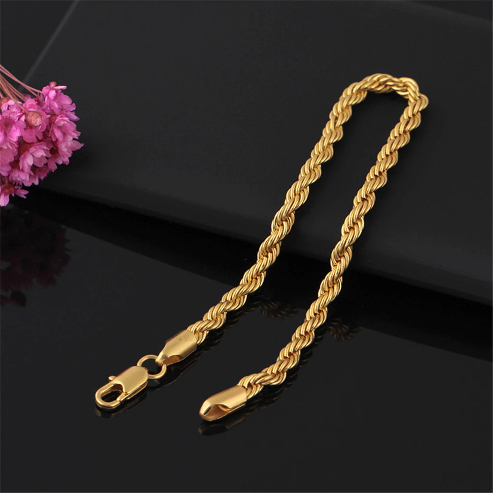 Duo d’Or – 18K Gold-Plated Twisted Chain Jewelry Set