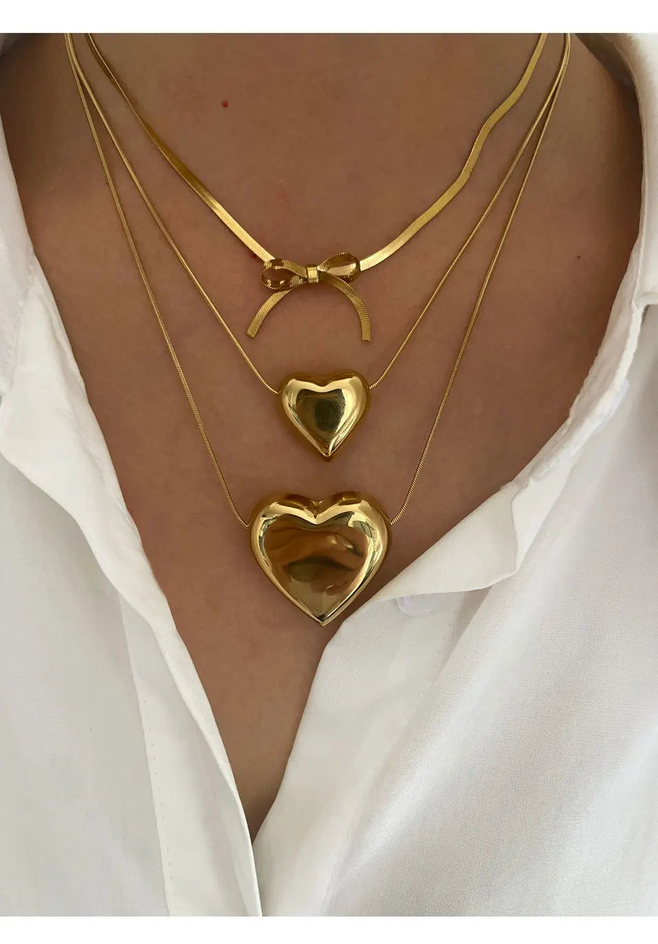 The Golden Bow Heart Necklace