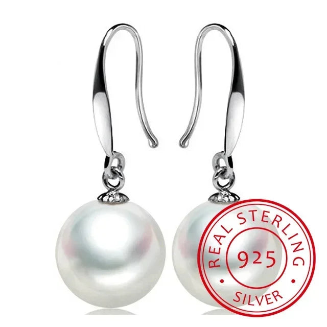 Whispers of Pearl — 10mm Sterling Silver Drop Earrings