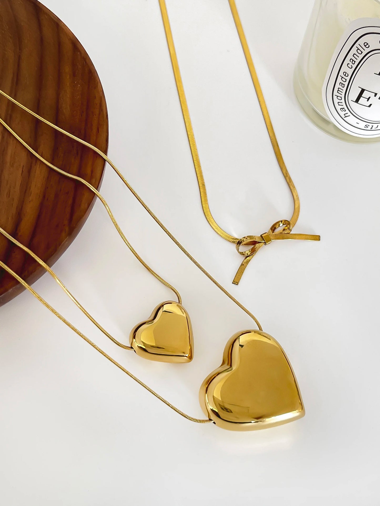 The Golden Bow Heart Necklace