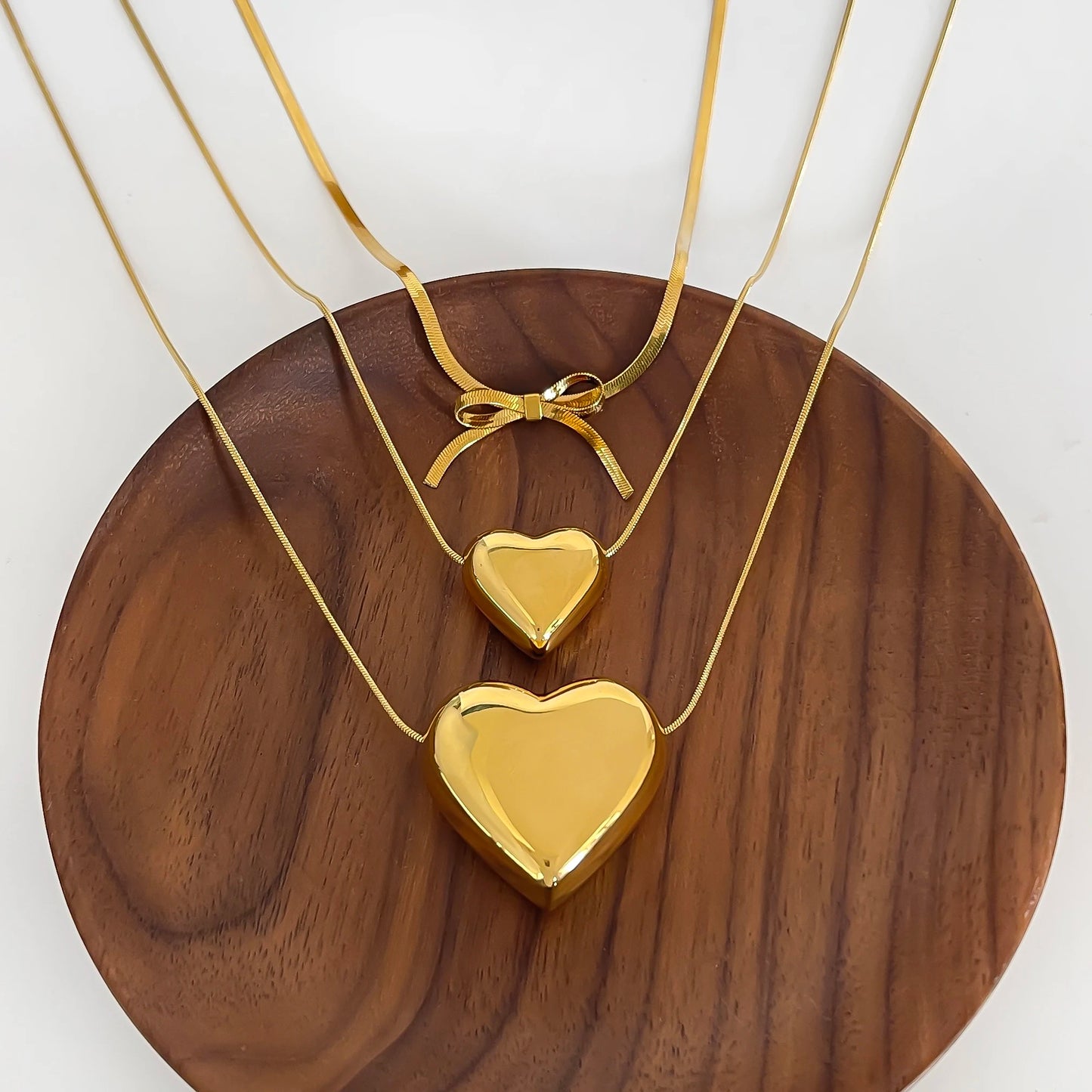 The Golden Bow Heart Necklace