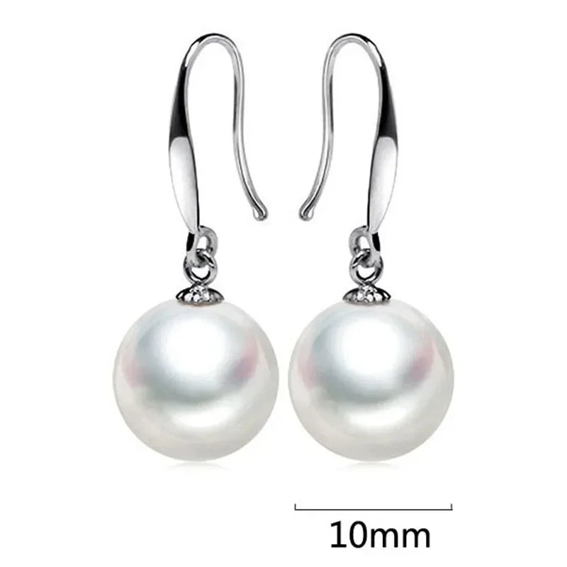 Whispers of Pearl — 10mm Sterling Silver Drop Earrings