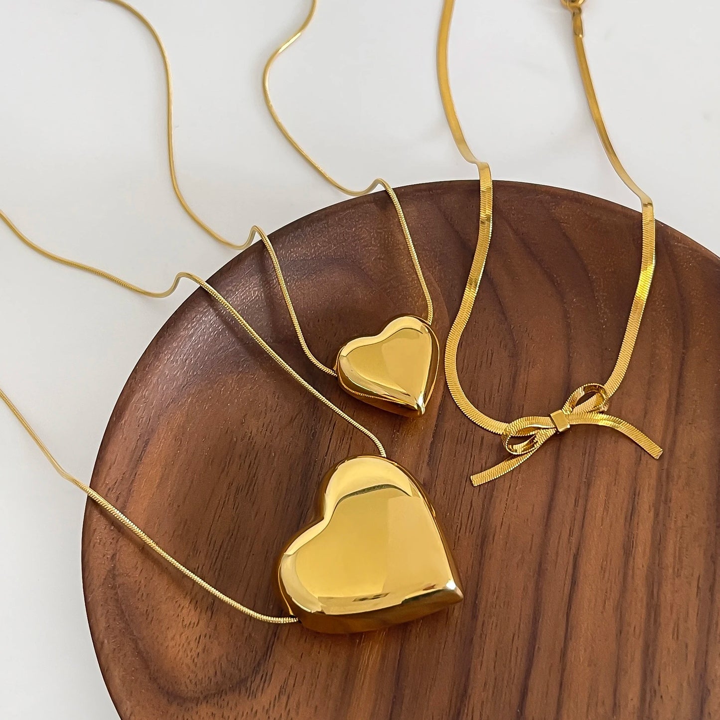 The Golden Bow Heart Necklace