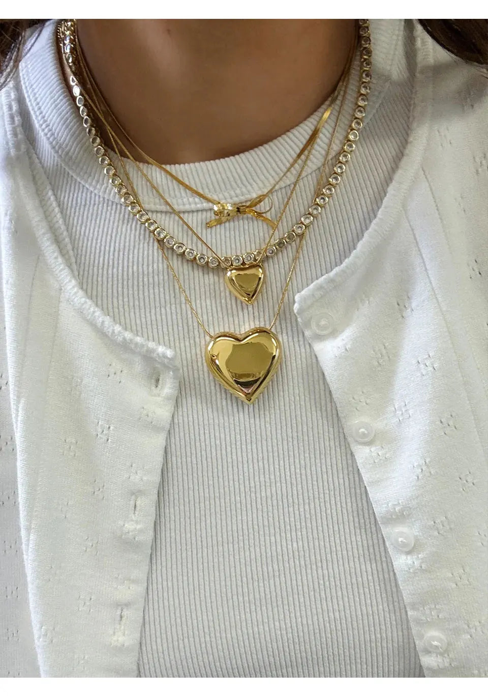 The Golden Bow Heart Necklace