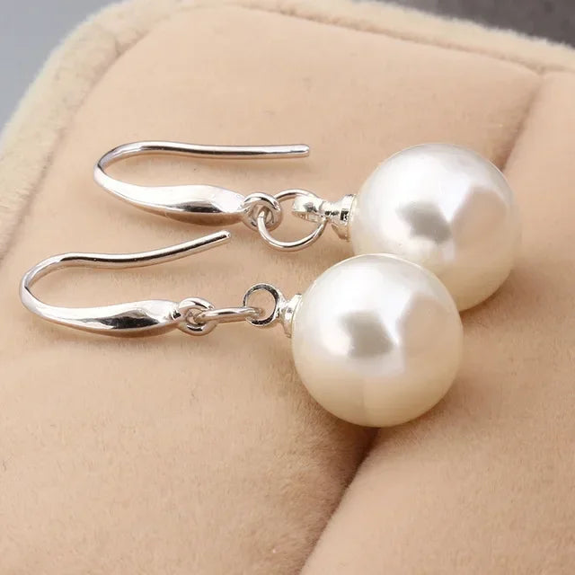 Whispers of Pearl — 10mm Sterling Silver Drop Earrings